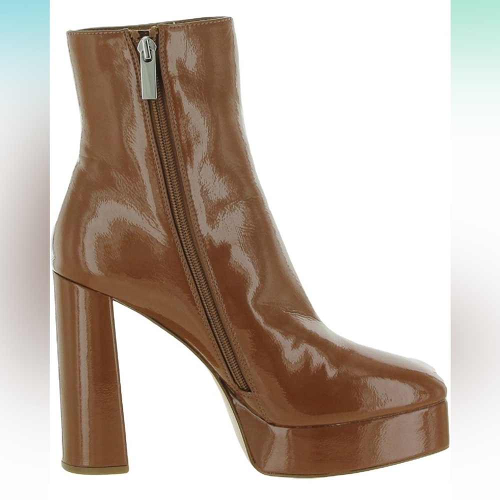 Steve Madden Womens Luisina Patent Square Toe Mid-Calf Boots
